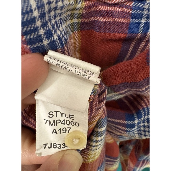 Lucky Brand Snap Button Up Women's Med Western Classic Fit Red Plaid w/ Pockets - Picture 9 of 11